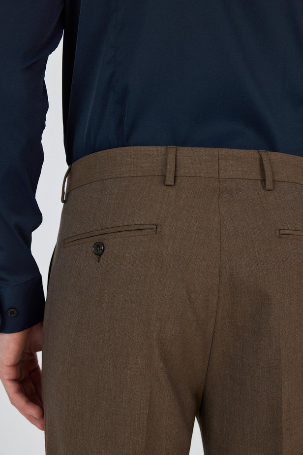 Light Brown Stretch Side Pocket Comfort Fit Classic Trousers 1003250151