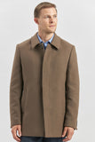 Mink Brown Felt Baby Collar Quilted-Lined Comfort Fit Classic Long Coat 1008245161