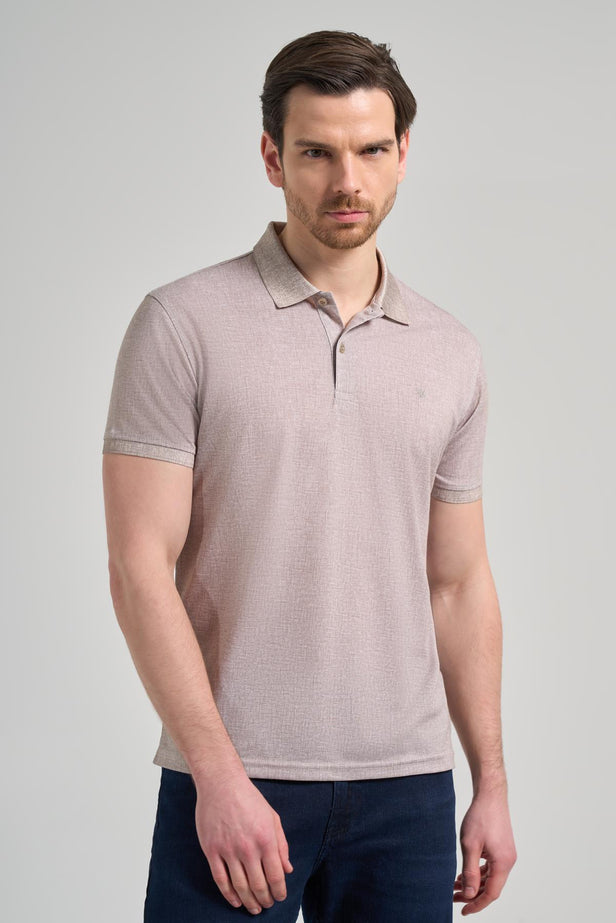 Short Sleeve Printed Piqué Polo Collar Pocketless Flexible Casual Slim Fit T-Shirt 1011250151
