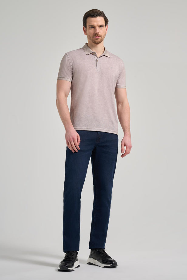 Short Sleeve Printed Piqué Polo Collar Pocketless Flexible Casual Slim Fit T-Shirt 1011250151