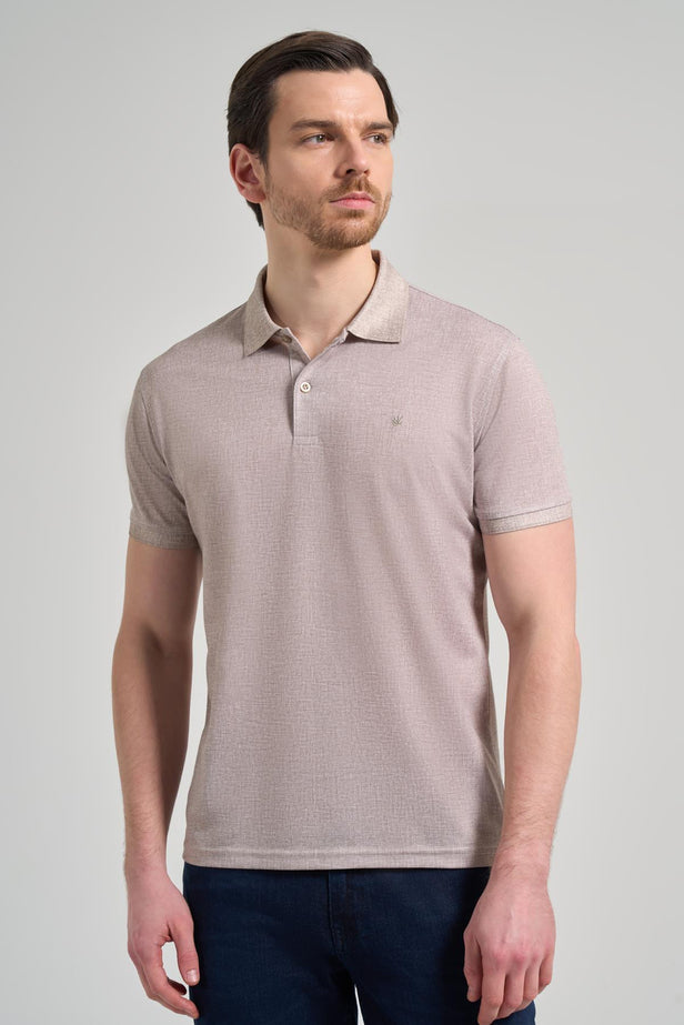 Short Sleeve Printed Piqué Polo Collar Pocketless Flexible Casual Slim Fit T-Shirt 1011250151