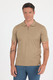 Short Sleeve Plain Supreme Polo Collar Pocketless Flexible Casual Slim Fit T-Shirt 1011250161