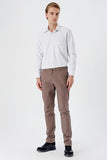 Light Brown Cotton Side Pocket Casual Slim Fit Chino Trousers 1003240151