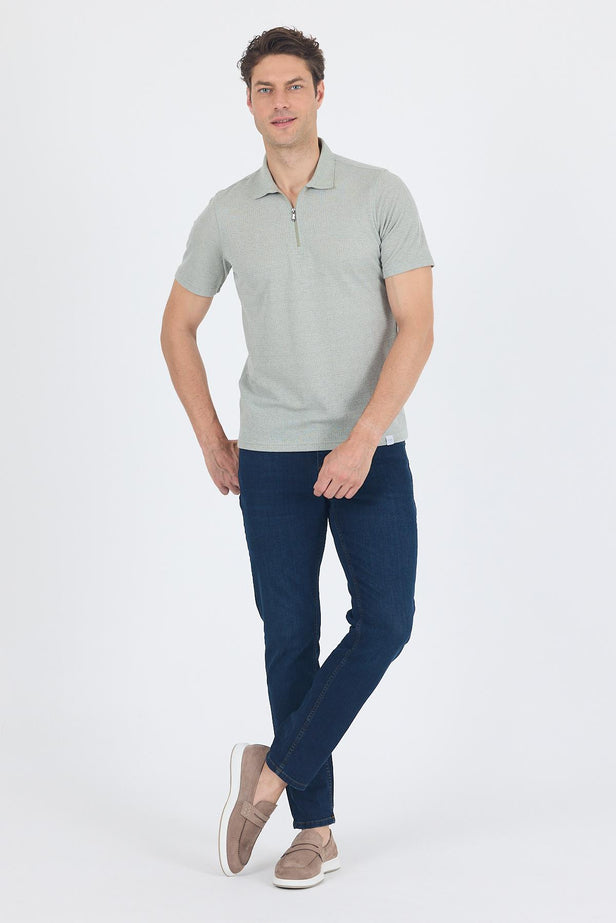 Short Sleeve Plain Supreme Polo Collar Pocketless Cotton Casual Slim Fit T-Shirt 1011250162