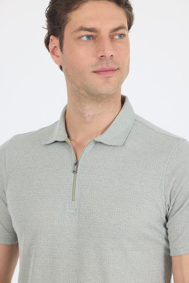 Short Sleeve Plain Supreme Polo Collar Pocketless Cotton Casual Slim Fit T-Shirt 1011250162