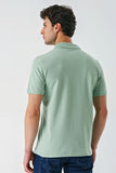 Short Sleeve Pique Polo Collar Trim Slim Fit Cotton Stretch T-Shirt 1011240156