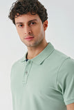 Short Sleeve Pique Polo Collar Trim Slim Fit Cotton Stretch T-Shirt 1011240156
