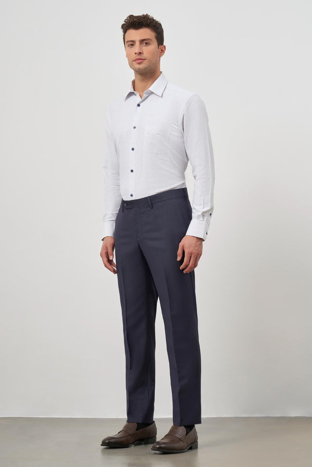 Light Navy Side Pocket Slim Fit Classic Trousers 1003245152