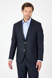 Navy Blue Gabardine Mono Collar Comfort Fit Jacket – 4 Drop (Model 1002250006)