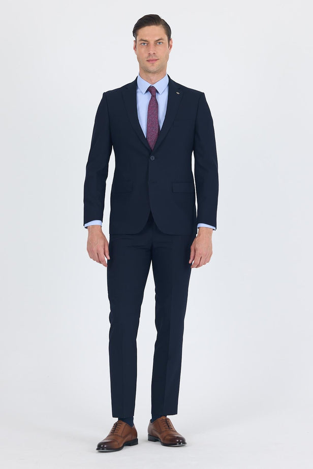 Plain Gabardine Mono Lapel 2 Button 6 Drop Comfort Fit Basic Suit 1001250010