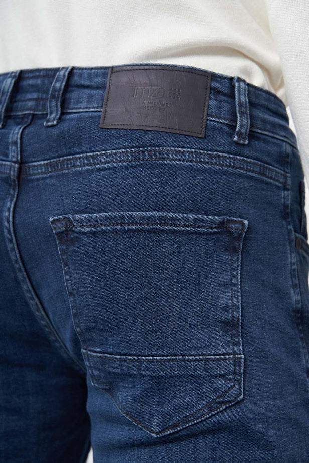 Dark Navy Gabardine Cotton 5 Pocket Slim Fit Casual Denim Pants 1023245155