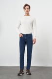 Dark Navy Gabardine Cotton 5 Pocket Slim Fit Casual Denim Pants 1023245155