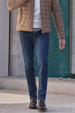 Dark Navy Gabardine Cotton 5 Pocket Slim Fit Casual Denim Pants 1023245155