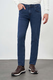 Dark Navy Gabardine Cotton 5 Pocket Slim Fit Casual Denim Pants 1023245155
