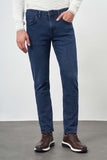 Dark Navy Gabardine Cotton 5 Pocket Slim Fit Casual Denim Pants 1023245155