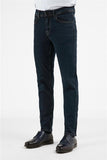 Navy Gabardine Cotton 5 Pocket Straight Leg Slim Fit Denim Pants 1023255164