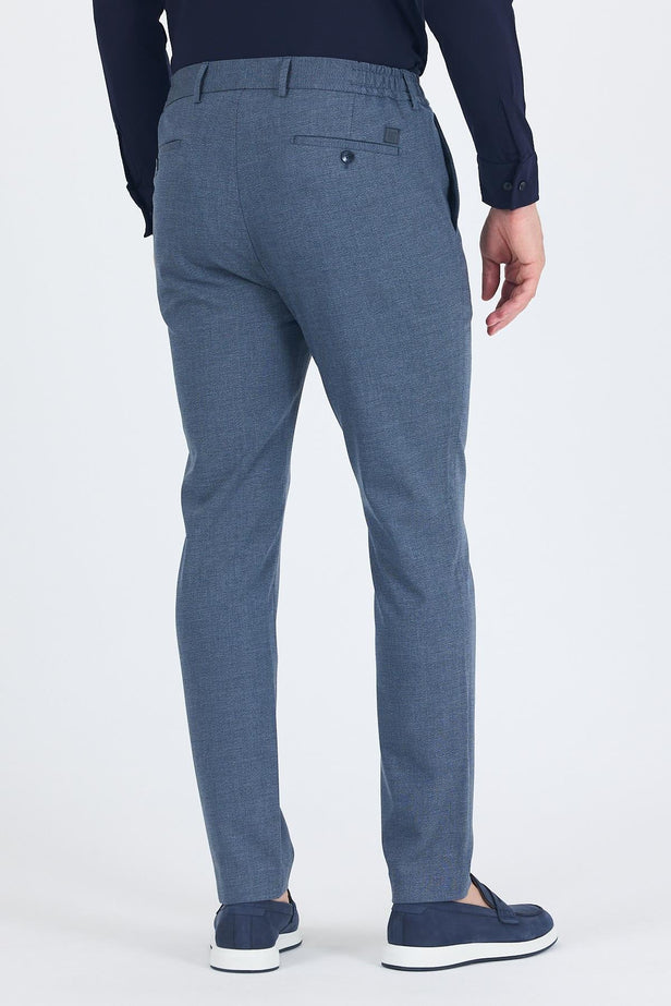 Self-Patterned Side Pocket Slim Fit Jogger Trousers 1003250161