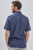 Short Sleeve Pocket Piping Comfort Fit Cotton Shirt 1004240219
