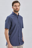 Short Sleeve Pocket Piping Comfort Fit Cotton Shirt 1004240219