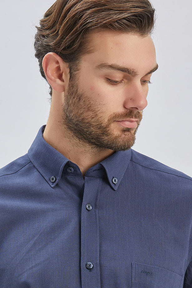 Short Sleeve Pocket Piping Comfort Fit Cotton Shirt 1004240219