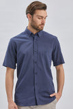 Short Sleeve Pocket Piping Comfort Fit Cotton Shirt 1004240219