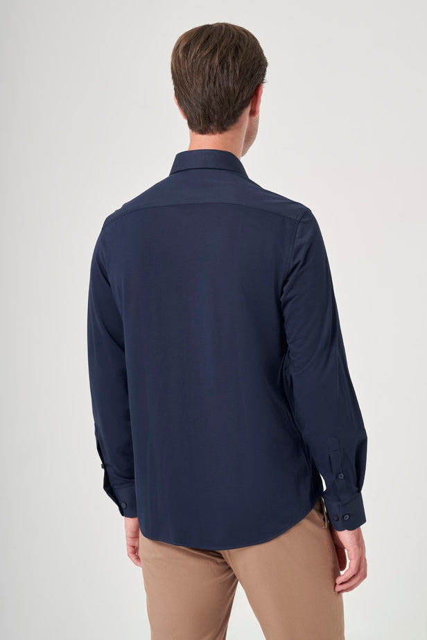 IMZA Men's Tulum Collar Knitted Slim Fit Classic Shirt – 1004260208