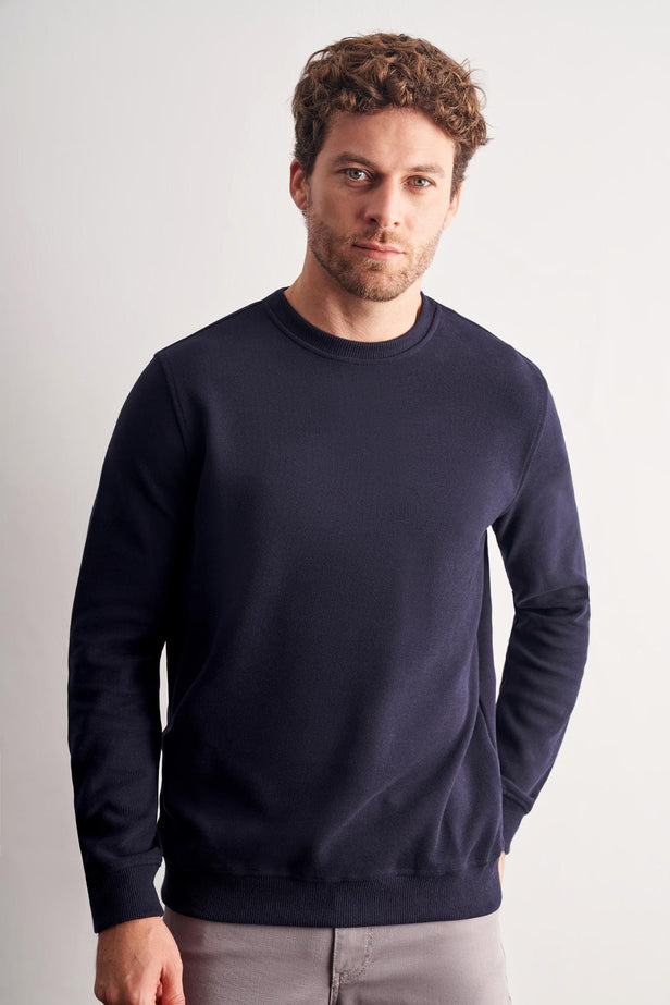Long Sleeve Crew Neck Plain Cotton Comfort Fit Sweatshirt 1013255150