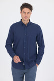 Long Sleeve Plain Armure Oval Collar Casual Comfort Fit Shirt 1004250249