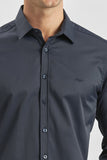 Long Sleeve Plain Weave Stiff Collar Classic Slim Fit Shirt 1004240334