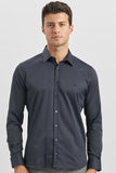 Long Sleeve Plain Weave Stiff Collar Classic Slim Fit Shirt 1004240334
