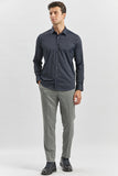 Long Sleeve Plain Weave Stiff Collar Classic Slim Fit Shirt 1004240334