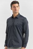 Long Sleeve Plain Weave Stiff Collar Classic Slim Fit Shirt 1004240334