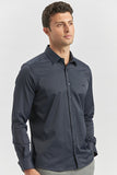 Long Sleeve Plain Weave Stiff Collar Classic Slim Fit Shirt 1004240334