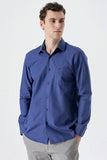 Long Sleeve Checked Hard Collar Pocket Comfort Fit Shirt 1004235157
