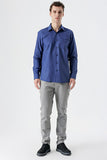 Long Sleeve Checked Hard Collar Pocket Comfort Fit Shirt 1004235157