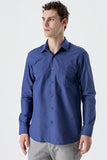 Long Sleeve Checked Hard Collar Pocket Comfort Fit Shirt 1004235157