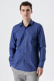 Long Sleeve Checked Hard Collar Pocket Comfort Fit Shirt 1004235157