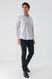 Dark Blue Long Sleeve Oxford Pocketless Slim Fit Shirt 1004240235
