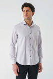 Dark Blue Long Sleeve Oxford Pocketless Slim Fit Shirt 1004240235
