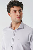Dark Blue Long Sleeve Oxford Pocketless Slim Fit Shirt 1004240235