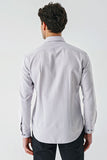 Dark Blue Long Sleeve Oxford Pocketless Slim Fit Shirt 1004240235