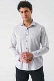 Dark Blue Long Sleeve Oxford Pocketless Slim Fit Shirt 1004240235