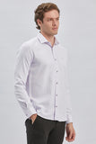 Lilac Long Sleeve Self Patterned Semi-Italian Collar Slim Fit Shirt 1004240250