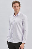 Lilac Long Sleeve Self Patterned Semi-Italian Collar Slim Fit Shirt 1004240250