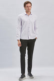 Lilac Long Sleeve Self Patterned Semi-Italian Collar Slim Fit Shirt 1004240250