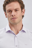 Lilac Long Sleeve Self Patterned Semi-Italian Collar Slim Fit Shirt 1004240250