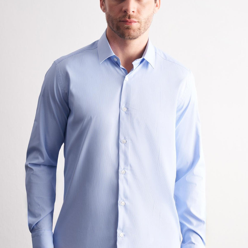 Hard Collar Striped Long Sleeve Slim Fit Flexible Shirt (Model 1004255176)