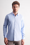 Hard Collar Striped Long Sleeve Slim Fit Flexible Shirt (Model 1004255176)
