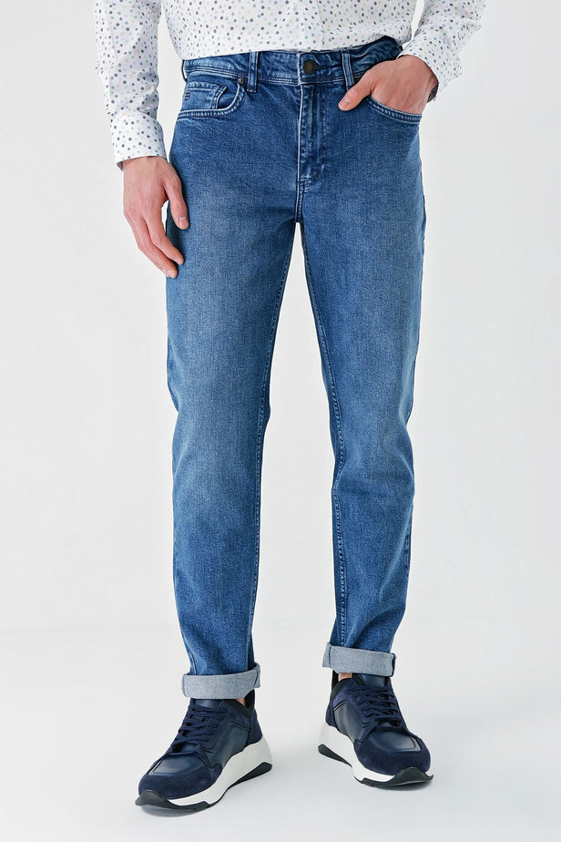 Gabardine Cotton 5 Pocket Slim Fit Casual Denim Pants 1023240154
