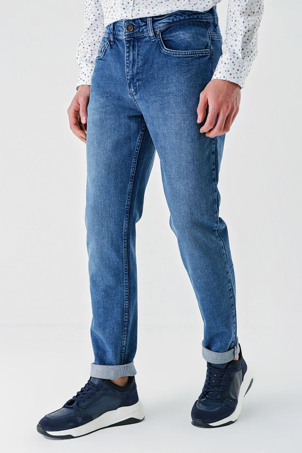 Gabardine Cotton 5 Pocket Slim Fit Casual Denim Pants 1023240154